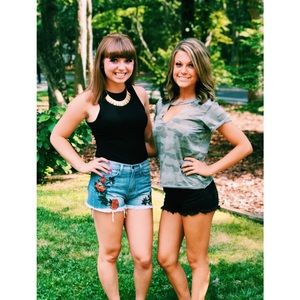 Flying Monkey Embroidered Flower Jean Shorts